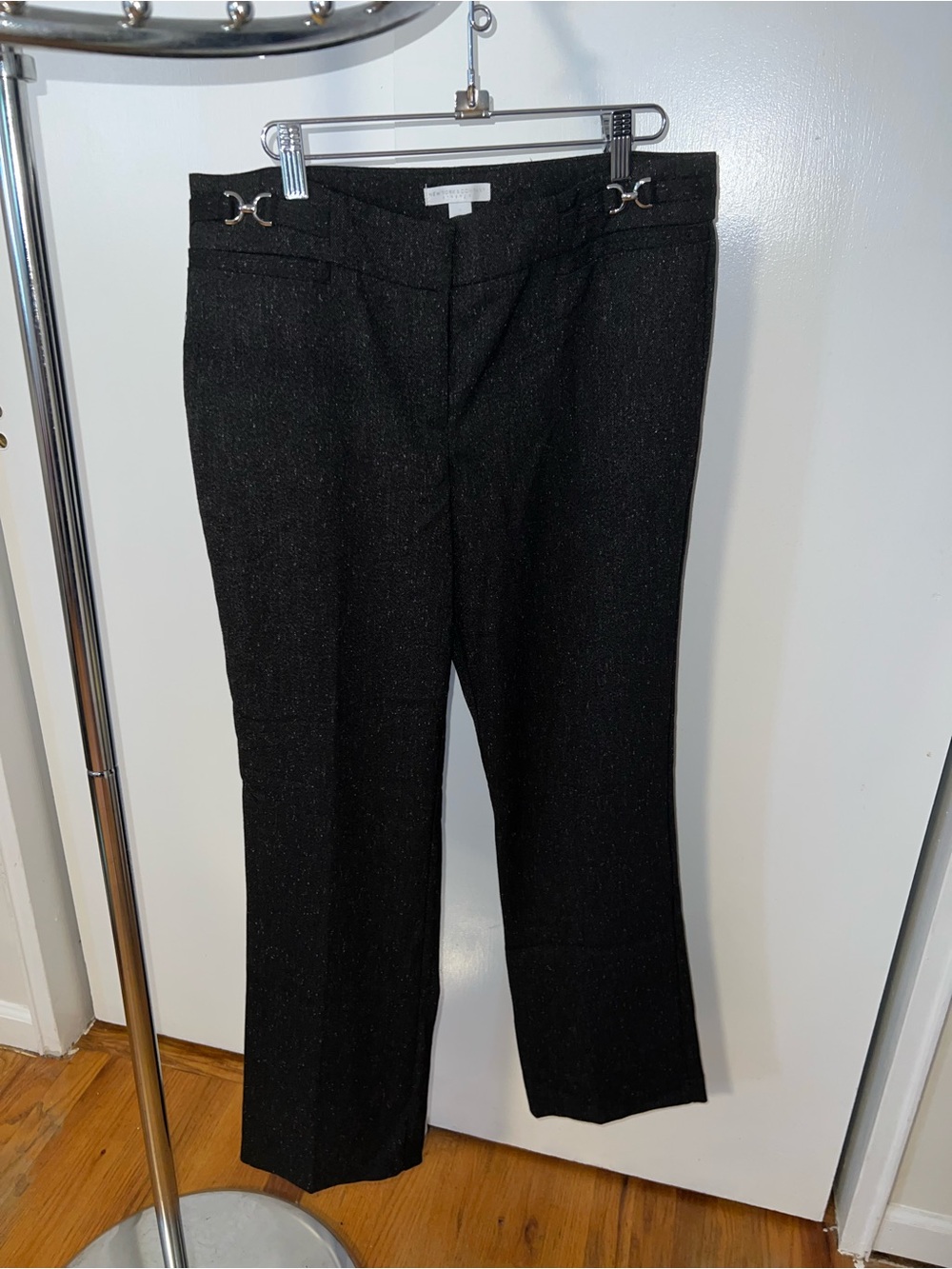 New York & Company Black Boot Cut Pants with Waist Hardware